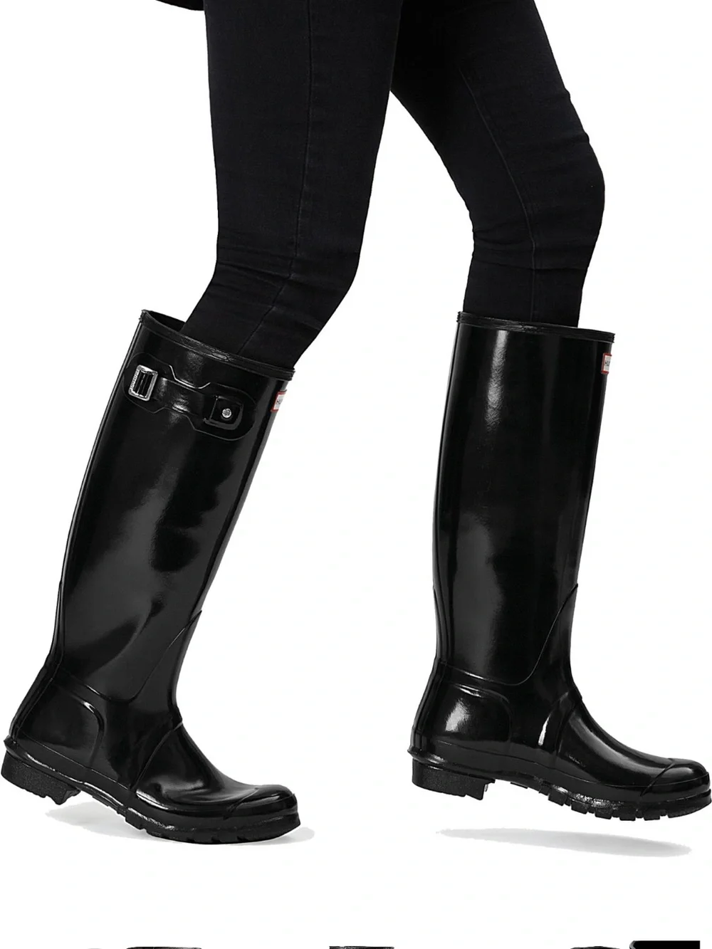 Hunter Women Tall Gloss Rain Boots in Black